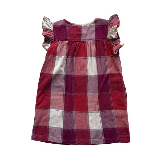 Tea Collection Plaid Flannel Ruffle Sleeve Dress Size 5 - Picture 4 of 5